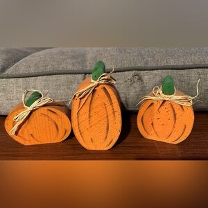 3 wood pumpkins 15.00